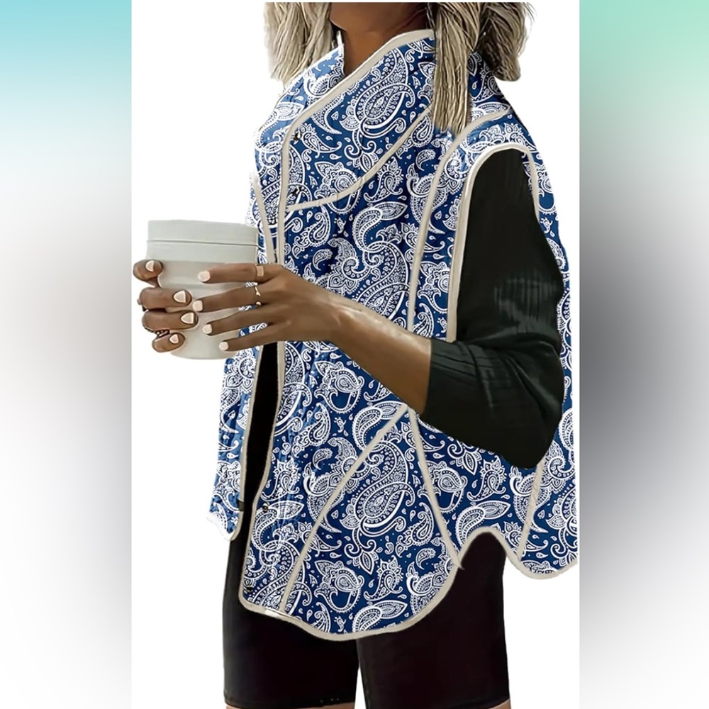 Dokotoo Women's Quilted Vest Lightweight Button Down..padded..med..(NWT)paisley